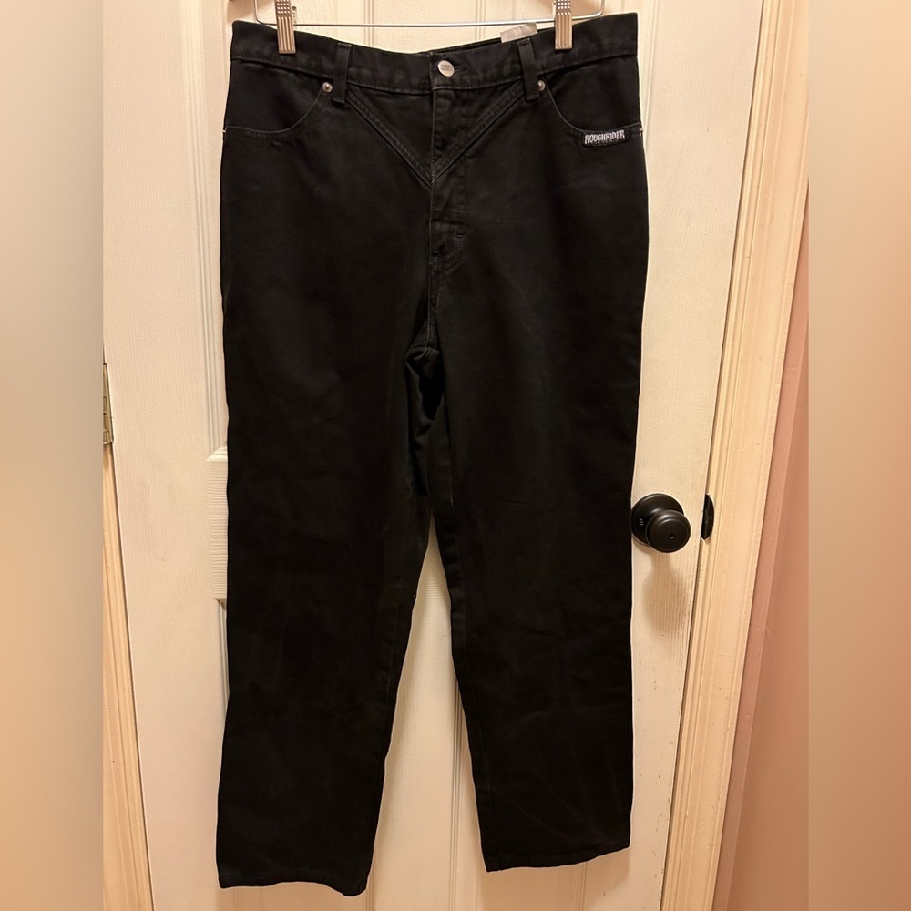 Vintage Roughrider By Circle T High Rise Ponchos on Waist Black Jeans Sz 13